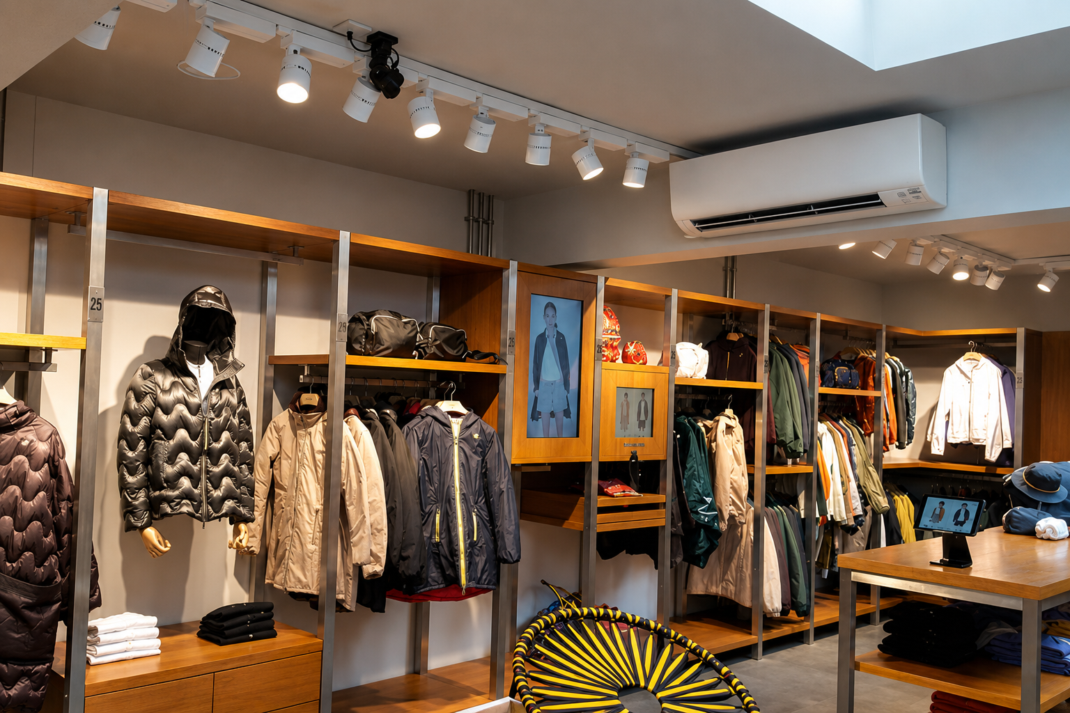 Air conditioning installation in a retail clothing store